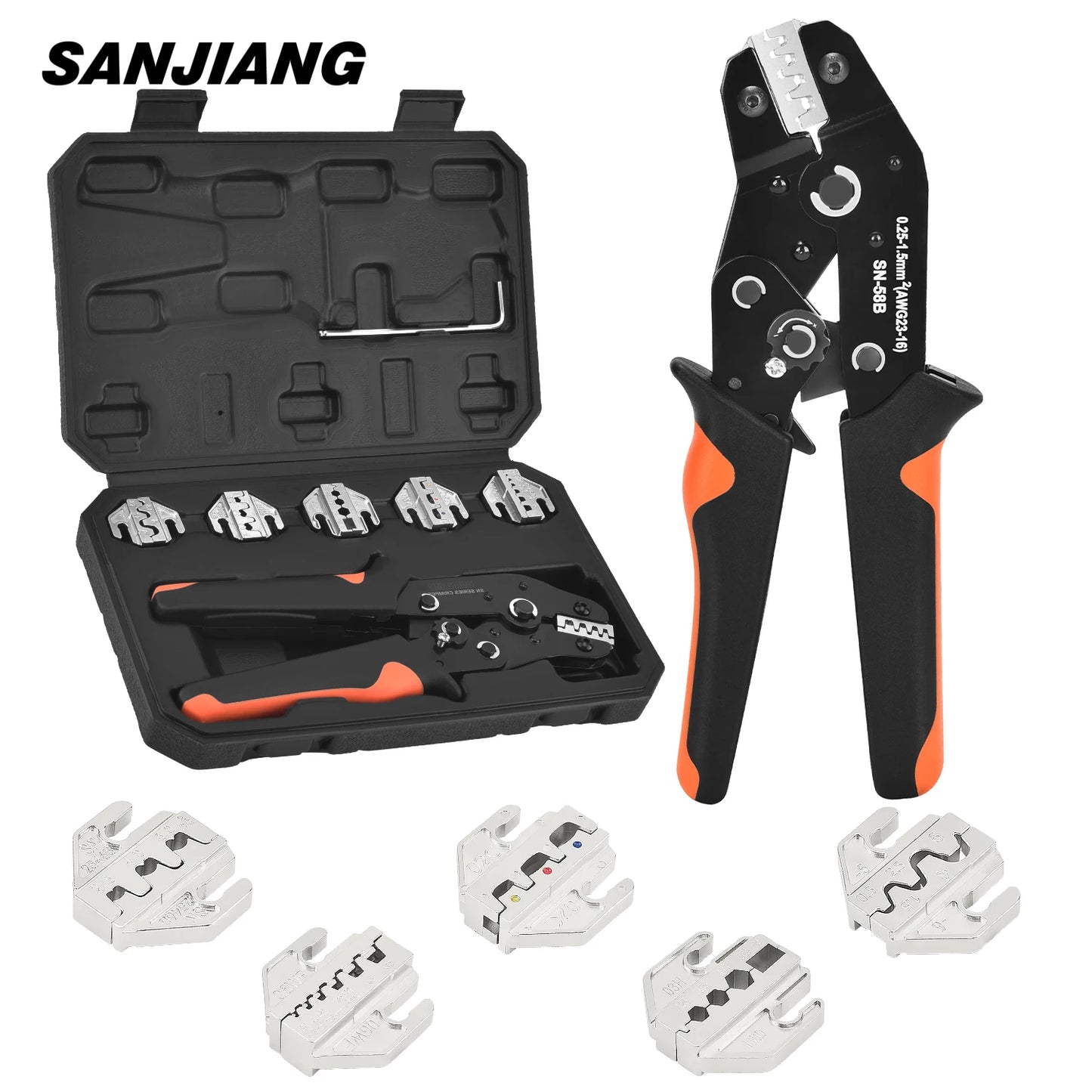 Ratchet Crimping Tool Kit with Interchangeable Jaws - product image 1
