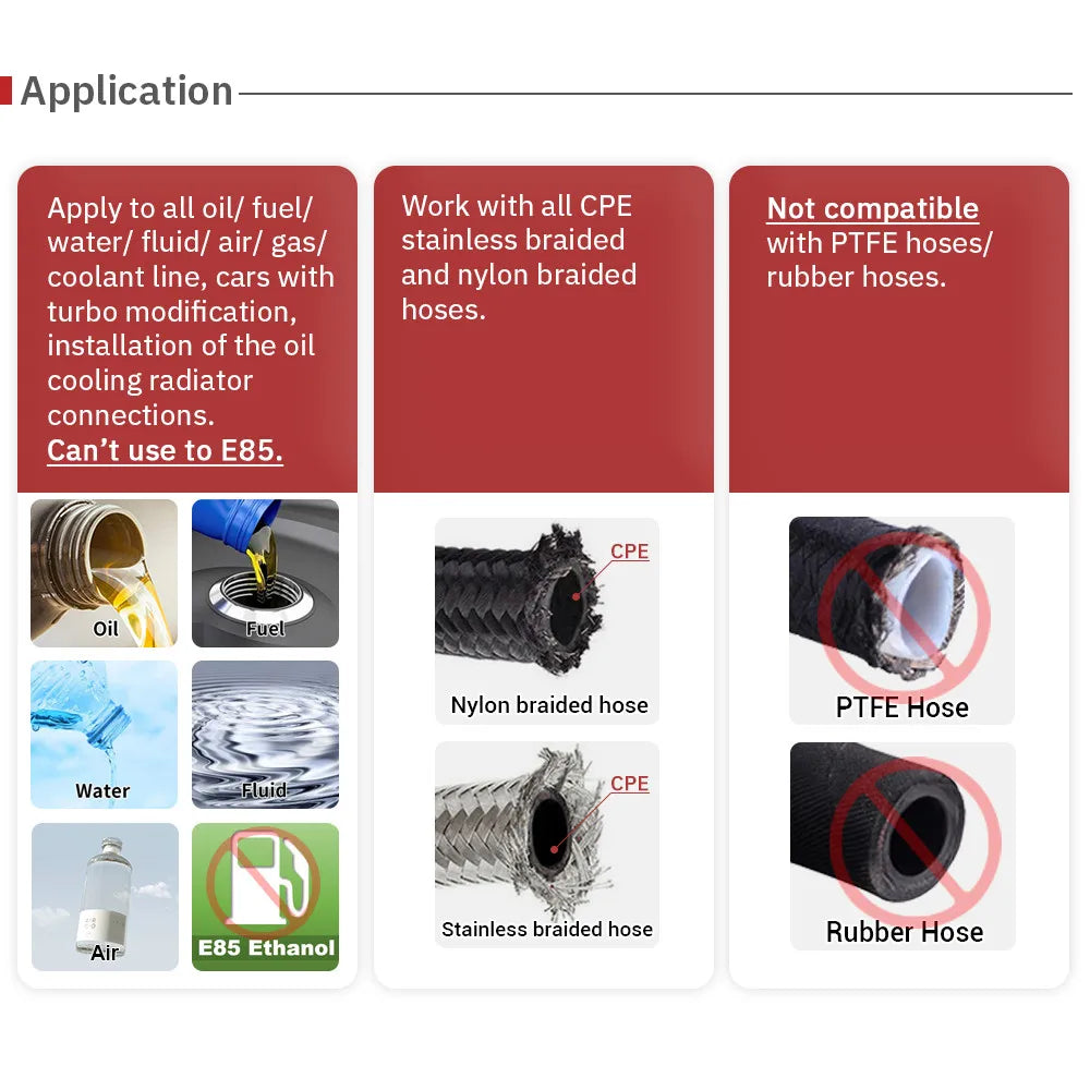 AN Swivel Hose End Fitting, Black | AN4 to AN12 | Straight, 45, 90 & 180 Degree Tucks Performance