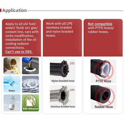 AN4/6/8/10 120 Degree CPE Swivel Hose End Fitting Adapter Oil Fuel Line NPT PLUG Aluminum Black Tuck's Performance
