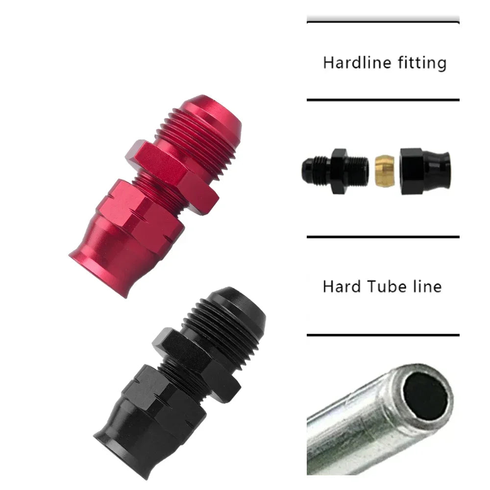 AN6 AN8 AN10 Male Flare to 5/16" 3/8" Fuel Hardline Tube Fitting Adapter Connector Alloy Black For 5/16" 3/8" inch OD Alloy Tube Tuck's Performance
