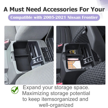 Center Console Organizer Tray for 2005-2021 Nissan Frontier Armrest Storage Box Center Console Interior Phone Holder Accessories Tuck's Performance