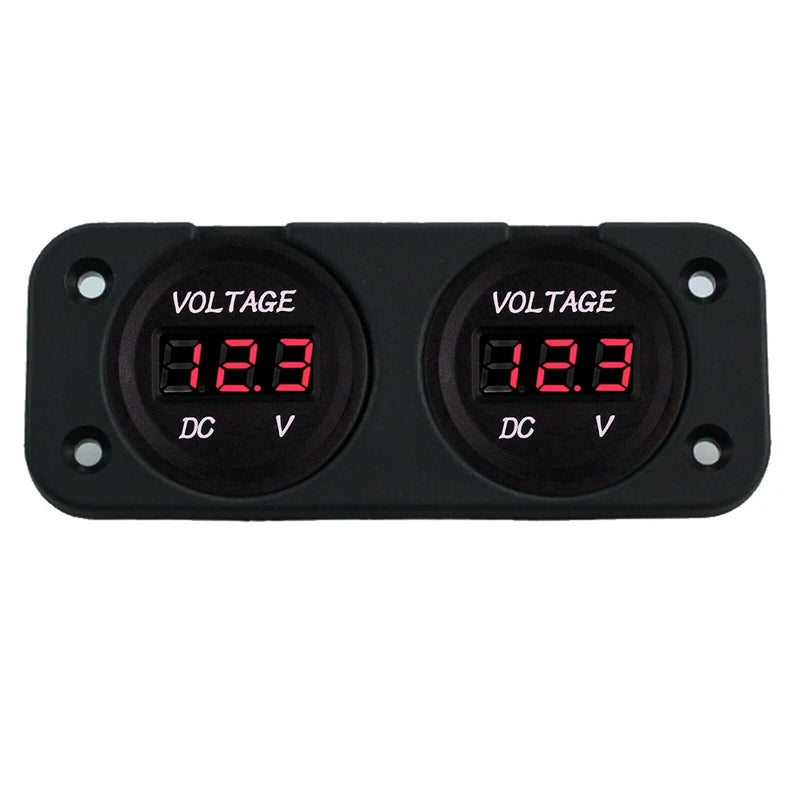 Waterproof 12V/24V Dual LED Digital Voltmeter Panel image 7