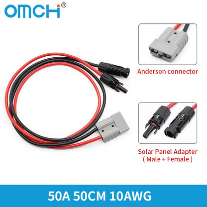 OMCH 50/100CM Solar Panel Extension Cable 6mm2 10AWG with 50A Anderson Connector for Car Battery and Solar Panel Connect Tuck's Performance