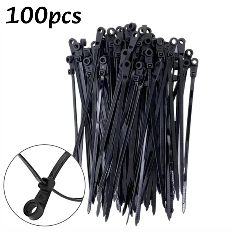 100-500pc Nylon Cable Ties with Screw Mounting Hole Fixed Cables Zip Tie Wire Fastening Straps Reusable Self-locking Cable Ties Tuck's Performance