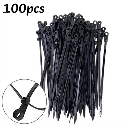 100-500pc Nylon Cable Ties with Screw Mounting Hole Fixed Cables Zip Tie Wire Fastening Straps Reusable Self-locking Cable Ties Tuck's Performance