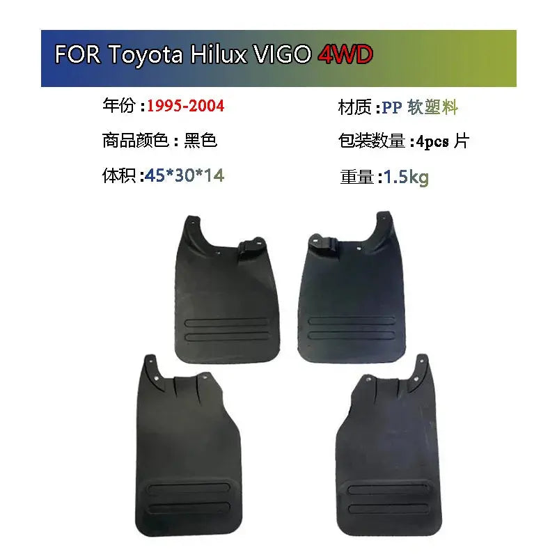 Soft Rubber Mud Flaps Mudguards – Toyota Hilux 1995–2004 (Front & Rear Set) Tuck's Performance