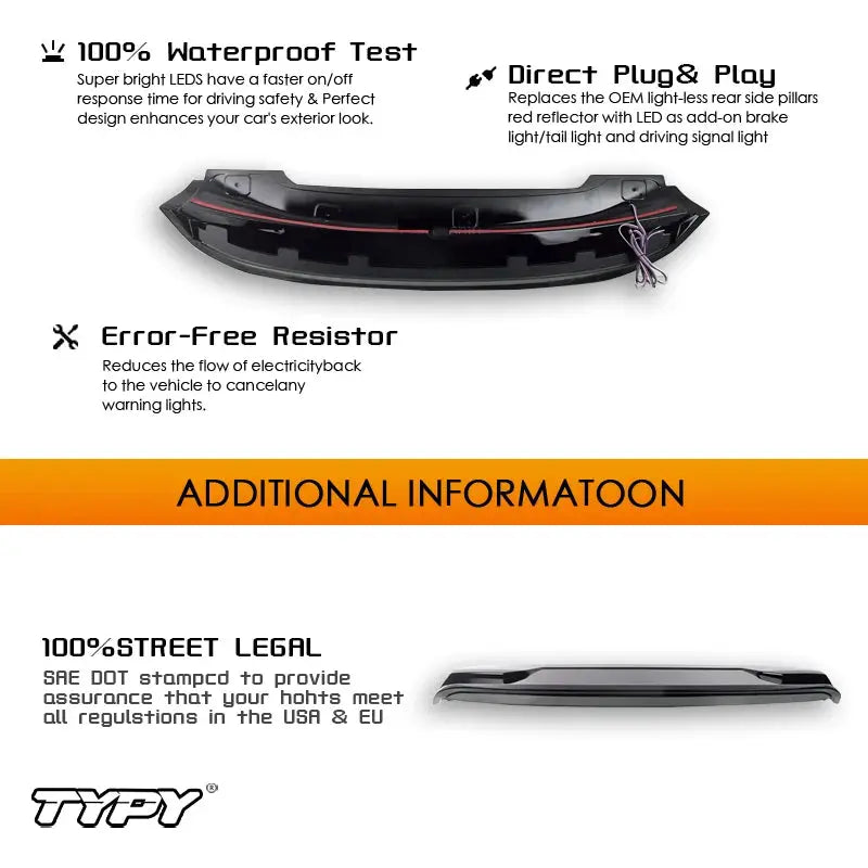 TYPY Car Tail Wing with LED Turn Signal Light for Toyota Land Cruiser LC200 2008-2021 Modified Spoiler Auto Accessories Tuck's Performance