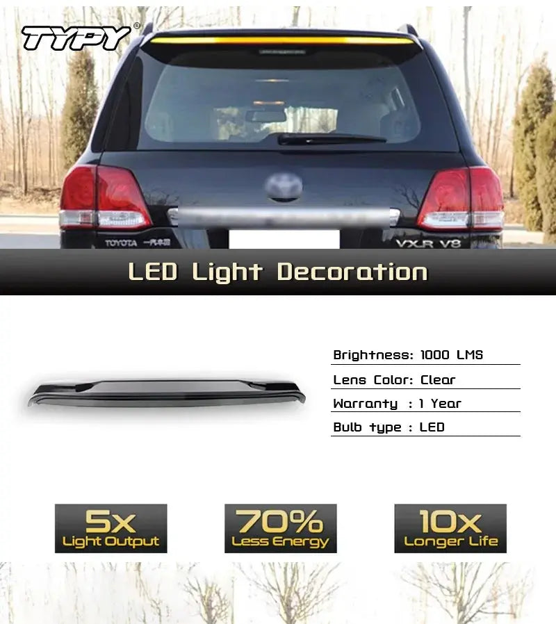 TYPY Car Tail Wing with LED Turn Signal Light for Toyota Land Cruiser LC200 2008-2021 Modified Spoiler Auto Accessories Tuck's Performance