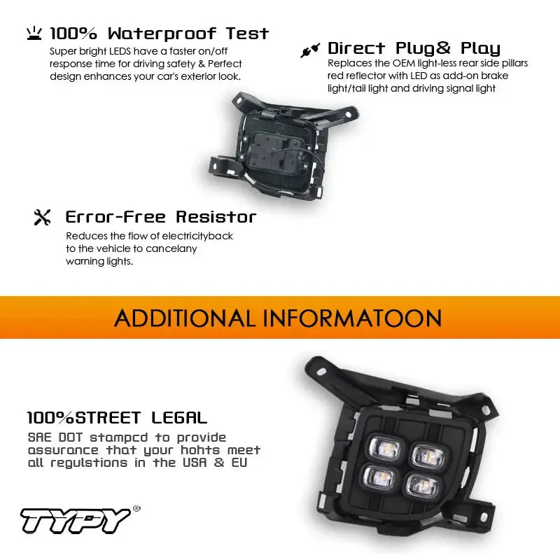 TYPY LED Front bumper fog light foglights Turn signal light day light For Toyota Land Cruiser FJ200 LC200 2012 2013 2014 2015 Tuck's Performance