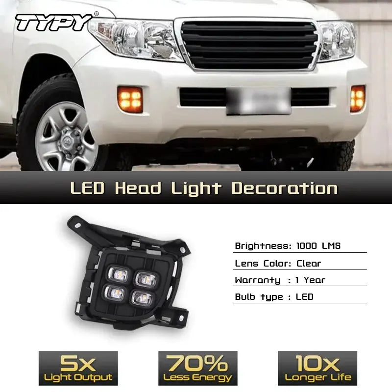 TYPY LED Front bumper fog light foglights Turn signal light day light For Toyota Land Cruiser FJ200 LC200 2012 2013 2014 2015 Tuck's Performance