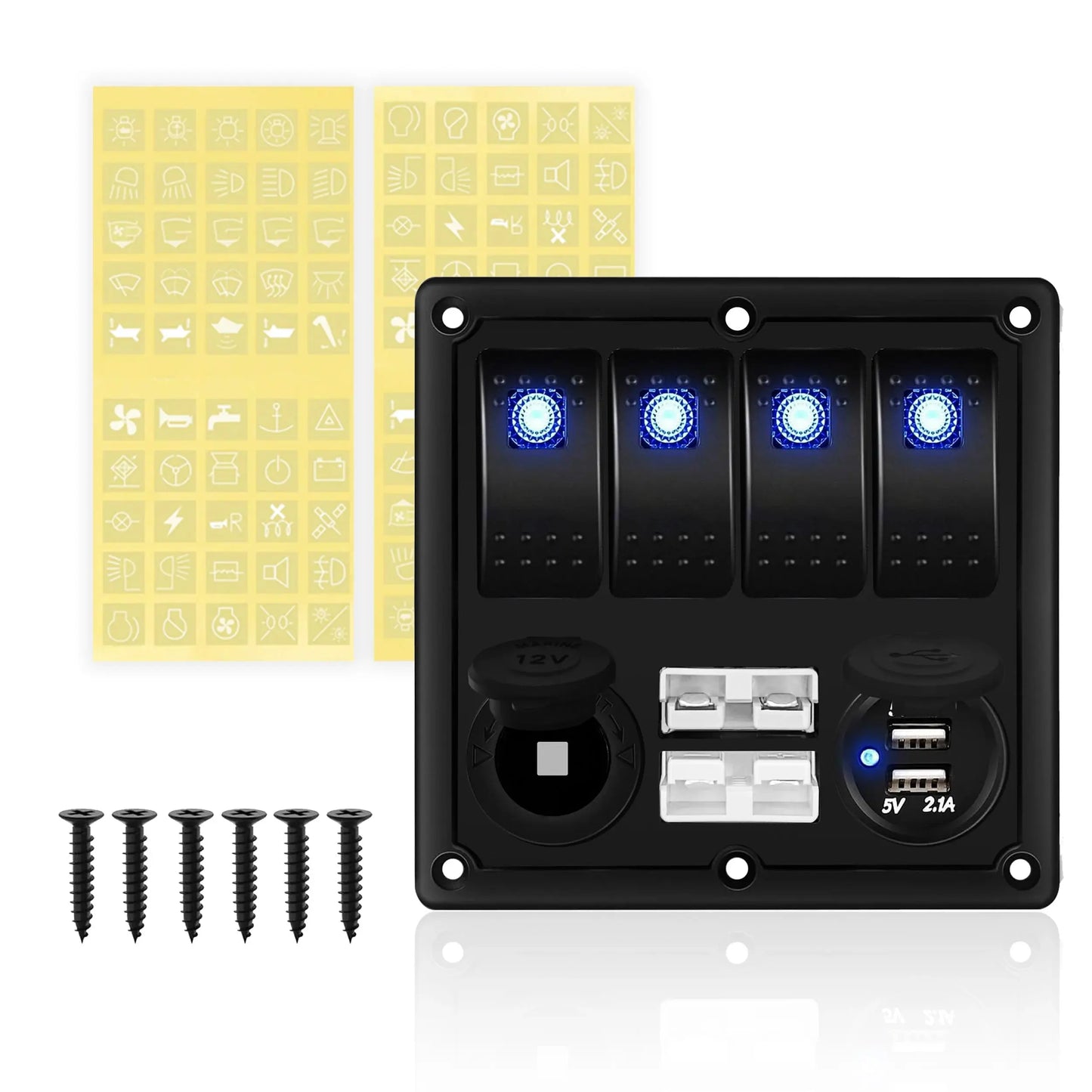 Toggle Switch Panel Rocker Switch Panel 12V Waterproof Voltmeter Cigarette Lighter Socket Circuit Breaker Tuck's Performance