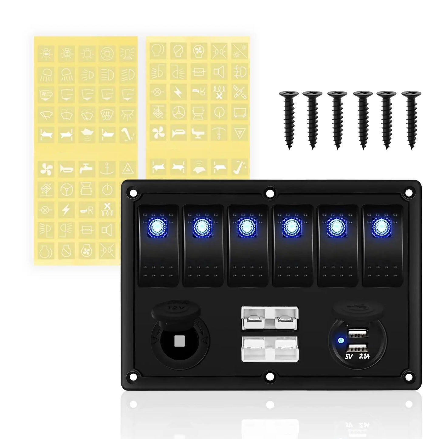 Toggle Switch Panel Rocker Switch Panel 12V Waterproof Voltmeter Cigarette Lighter Socket Circuit Breaker Tuck's Performance
