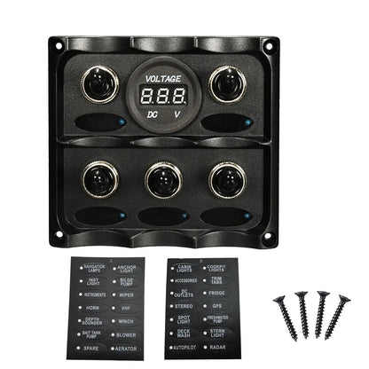 Toggle Switch Panel Rocker Switch Panel 12V Waterproof Voltmeter Cigarette Lighter Socket Circuit Breaker Tuck's Performance