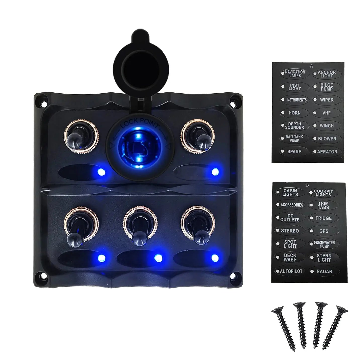 Toggle Switch Panel Rocker Switch Panel 12V Waterproof Voltmeter Cigarette Lighter Socket Circuit Breaker Tuck's Performance