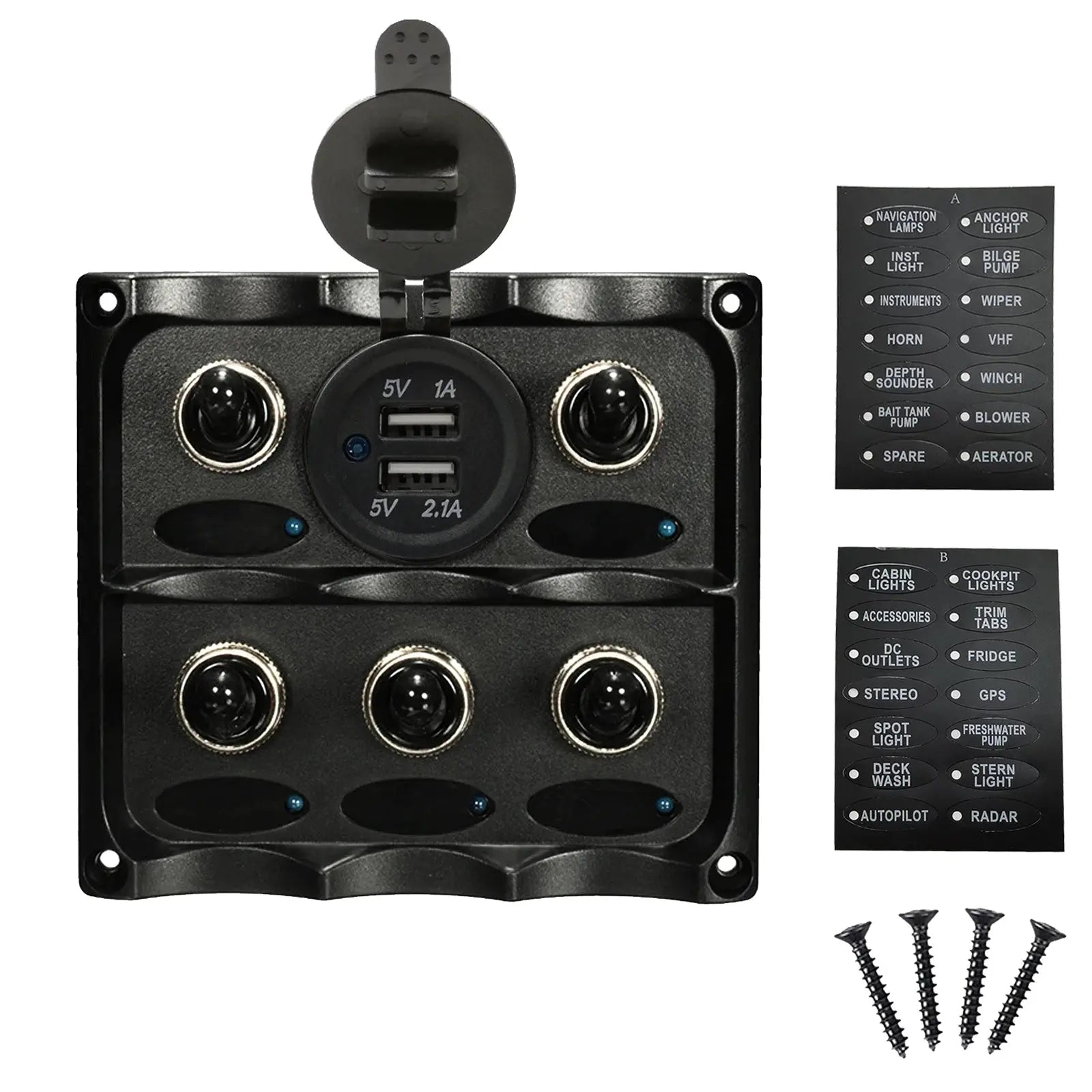 Toggle Switch Panel Rocker Switch Panel 12V Waterproof Voltmeter Cigarette Lighter Socket Circuit Breaker Tuck's Performance