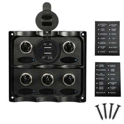 Toggle Switch Panel Rocker Switch Panel 12V Waterproof Voltmeter Cigarette Lighter Socket Circuit Breaker Tuck's Performance