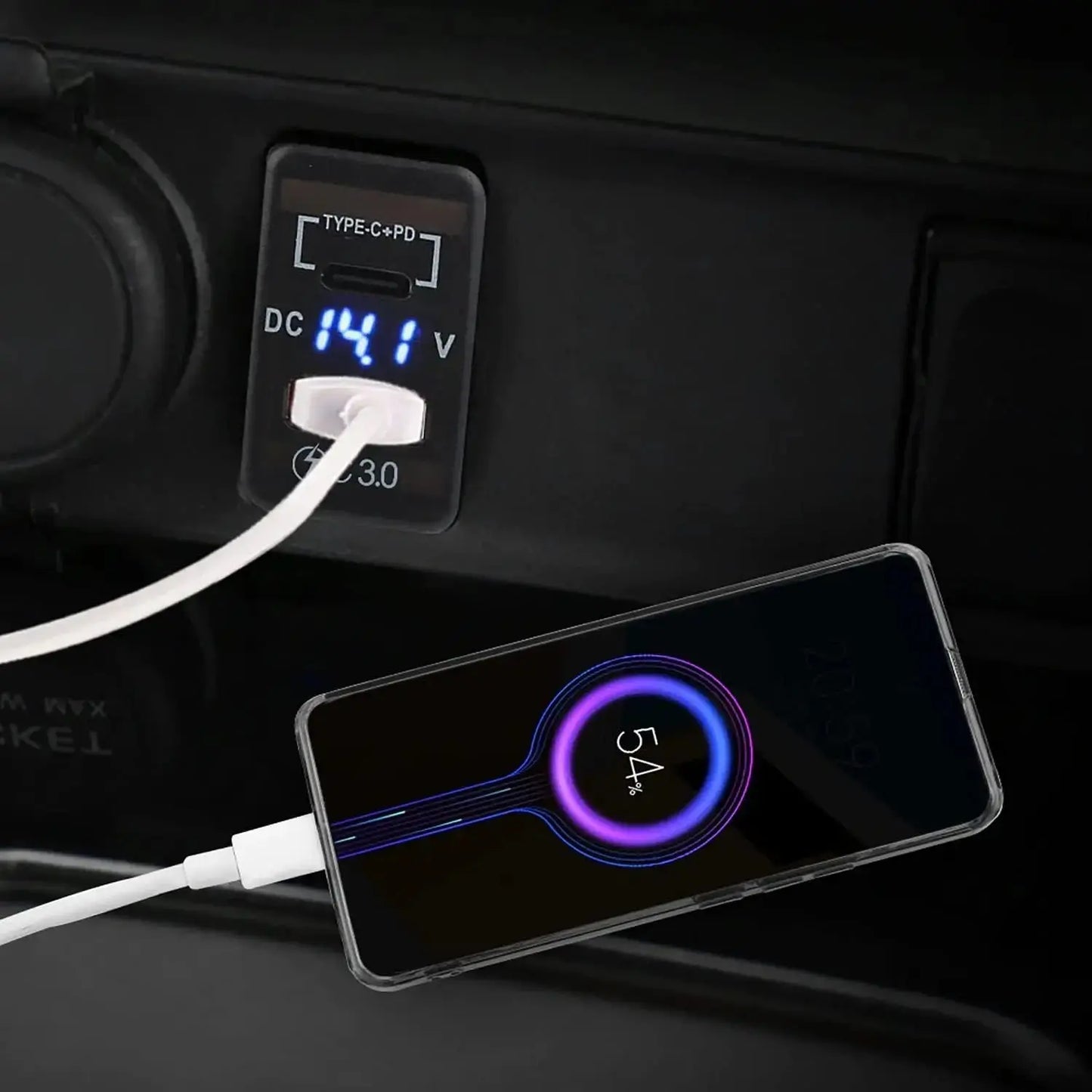 Toyota Dual USB Charger – USB-C PD 30W + QC3.0 + Voltmeter Display Tuck's Performance