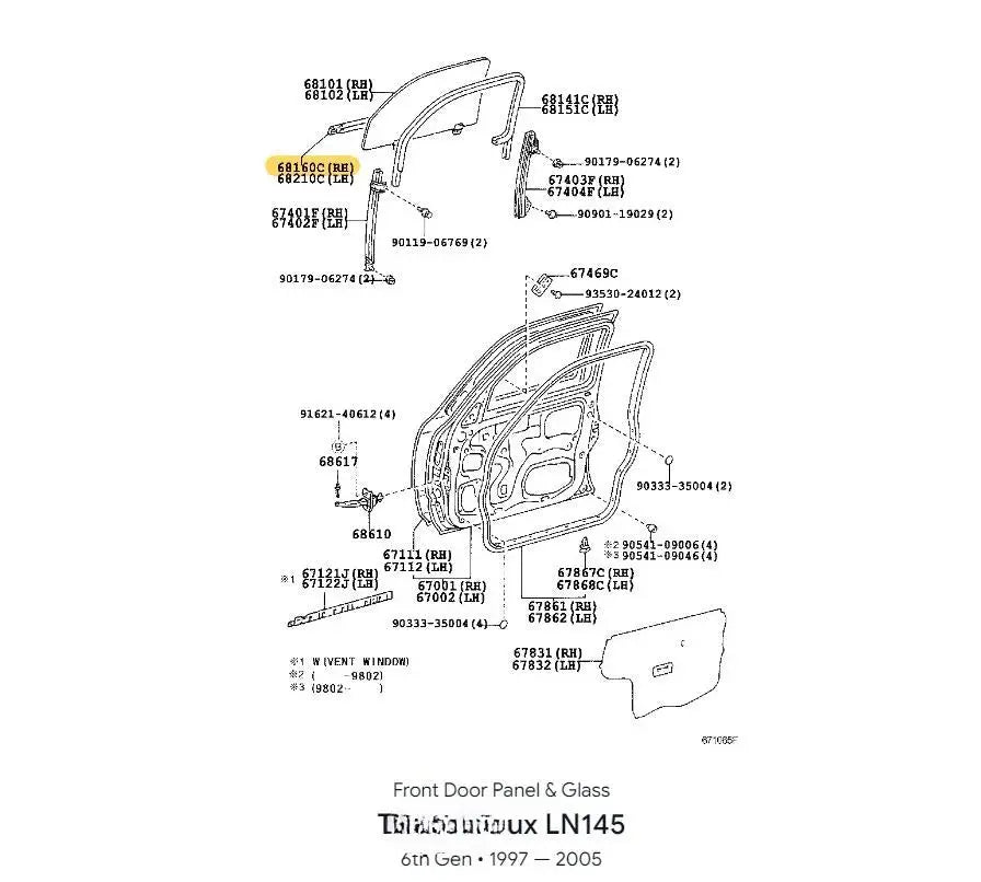 Toyota Hilux 1997–2003 Outer Window Weatherstrip Set – 4 Door Glass Rubber Seals Tuck's Performance