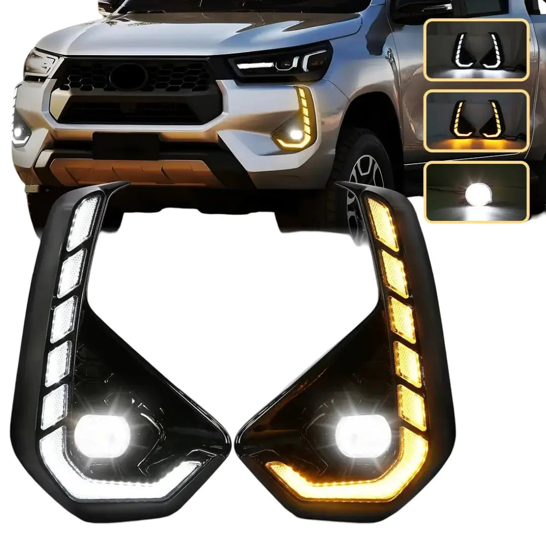Toyota Hilux 2024 2025 DRL LED Fog Light Kit – Daytime Running & Turn Signal Lamps 12V Tuck's Performance