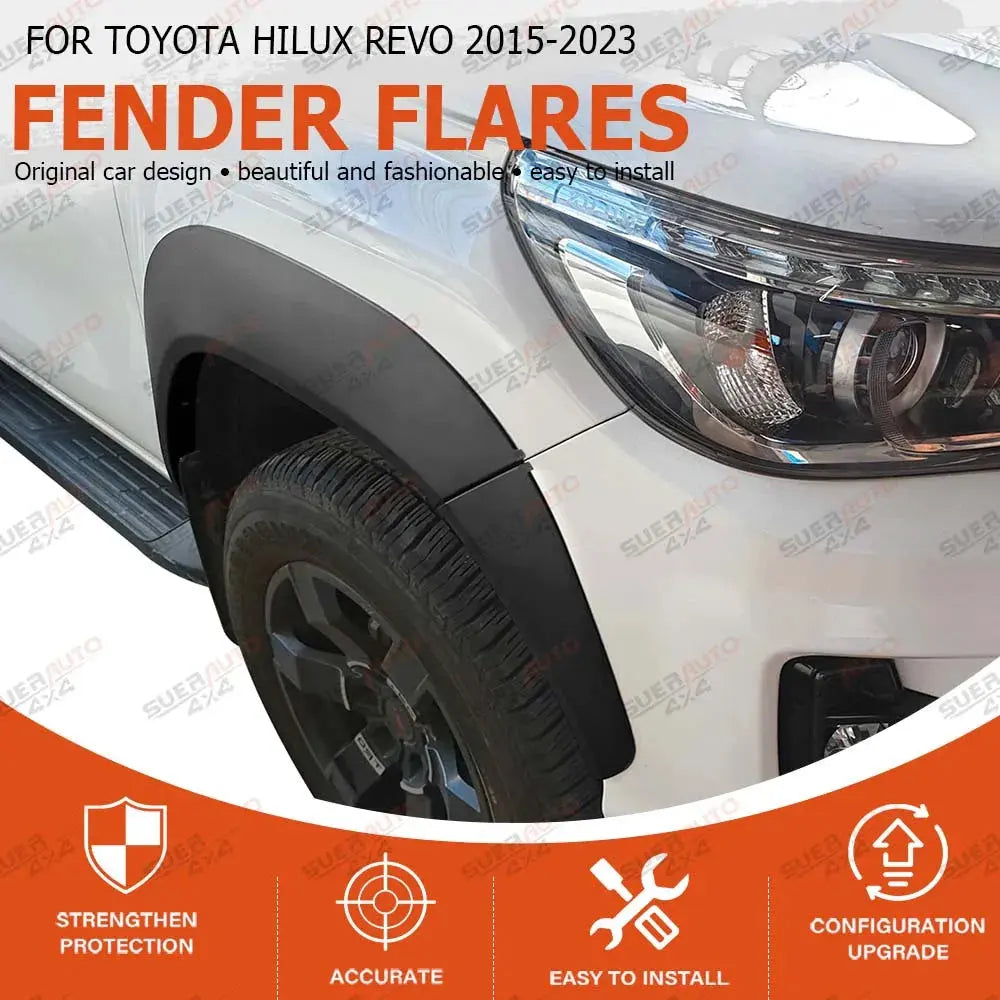Toyota Hilux N80 Slim Fender Flares 4” – Matte Black (2015–2024) Tuck's Performance