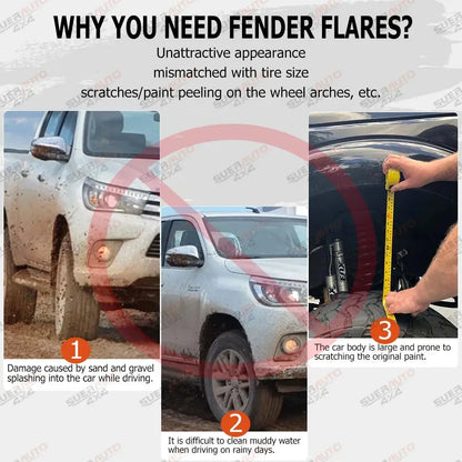 Toyota Hilux N80 Slim Fender Flares 4” – Matte Black (2015–2024) Tuck's Performance