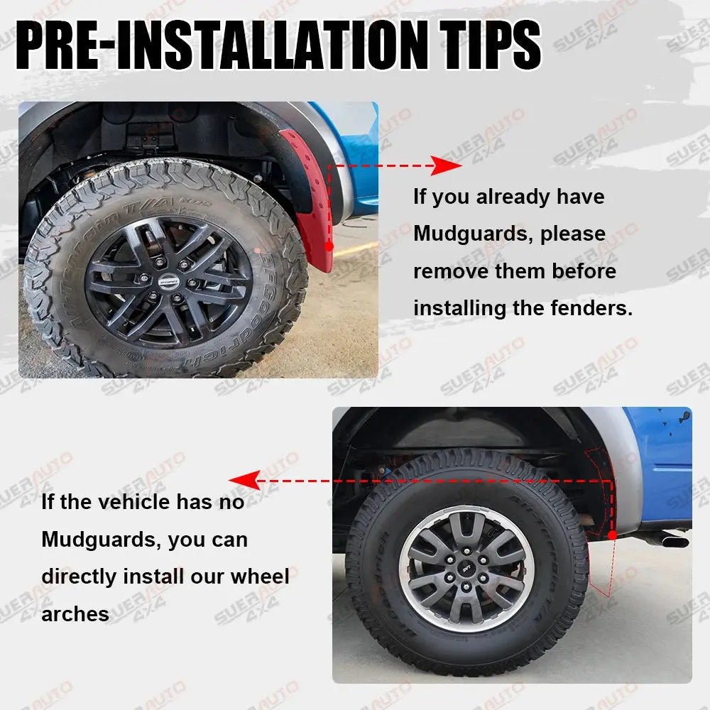 Toyota Hilux N80 Slim Fender Flares 4” – Matte Black (2015–2024) Tuck's Performance