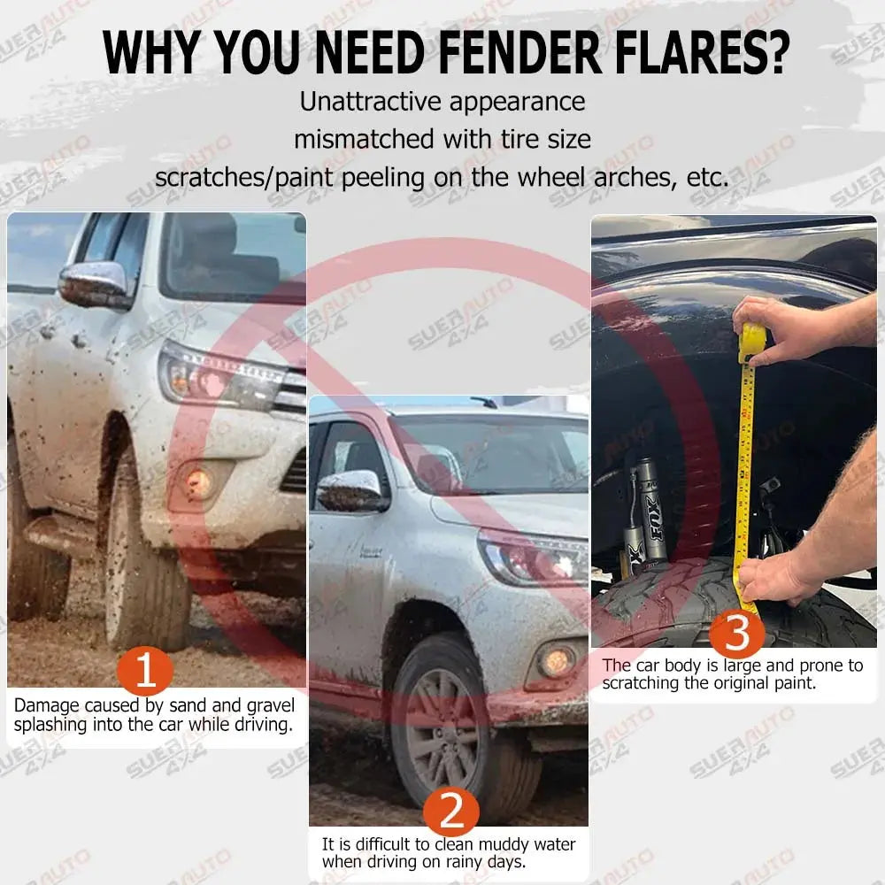 Toyota Hilux N80 Slim Fender Flares 4” – Matte Black (2015–2024) Tuck's Performance