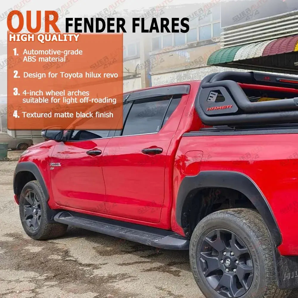 Toyota Hilux N80 Slim Fender Flares 4” – Matte Black (2015–2024) Tuck's Performance
