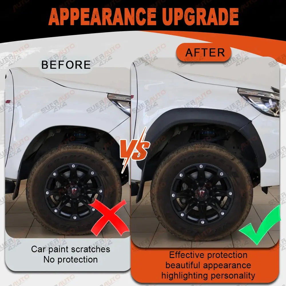 Toyota Hilux N80 Slim Fender Flares 4” – Matte Black (2015–2024) Tuck's Performance