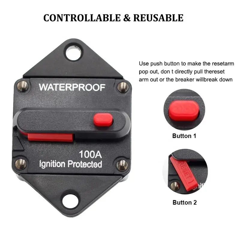Universal 12V–48V High-Amp Manual Reset Circuit Breaker (100A / 150A / 200A / 300A) Tuck's Performance