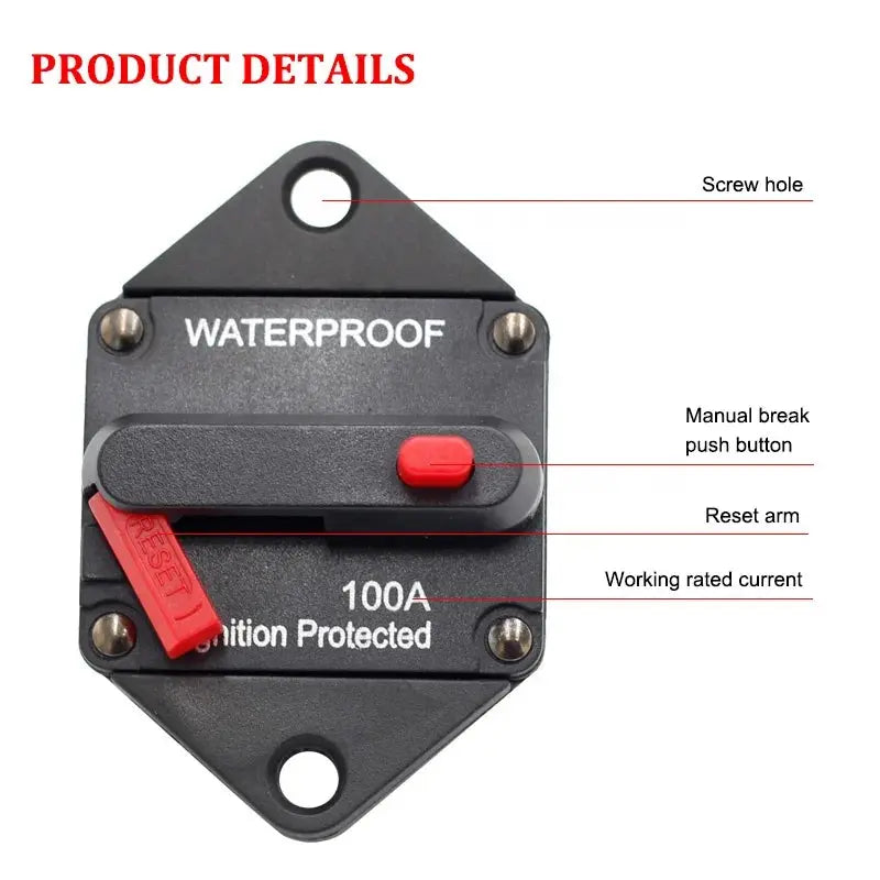 Universal 12V–48V High-Amp Manual Reset Circuit Breaker (100A / 150A / 200A / 300A) Tuck's Performance