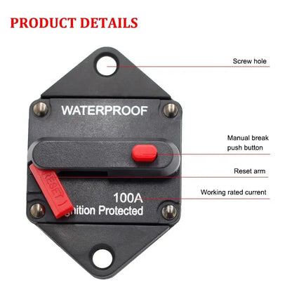 Universal 12V–48V High-Amp Manual Reset Circuit Breaker (100A / 150A / 200A / 300A) Tuck's Performance