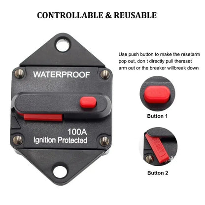 Universal 12V–48V High-Amp Manual Reset Circuit Breaker (100A / 150A / 200A / 300A) Tuck's Performance