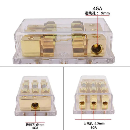 Universal AGU Fuse Holder Distribution Block – 1 In / 2–4 Out (60A High-Current) Tuck's Performance
