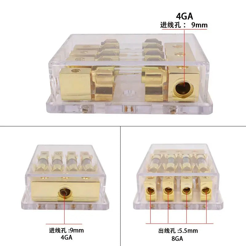 Universal AGU Fuse Holder Distribution Block – 1 In / 2–4 Out (60A High-Current) Tuck's Performance
