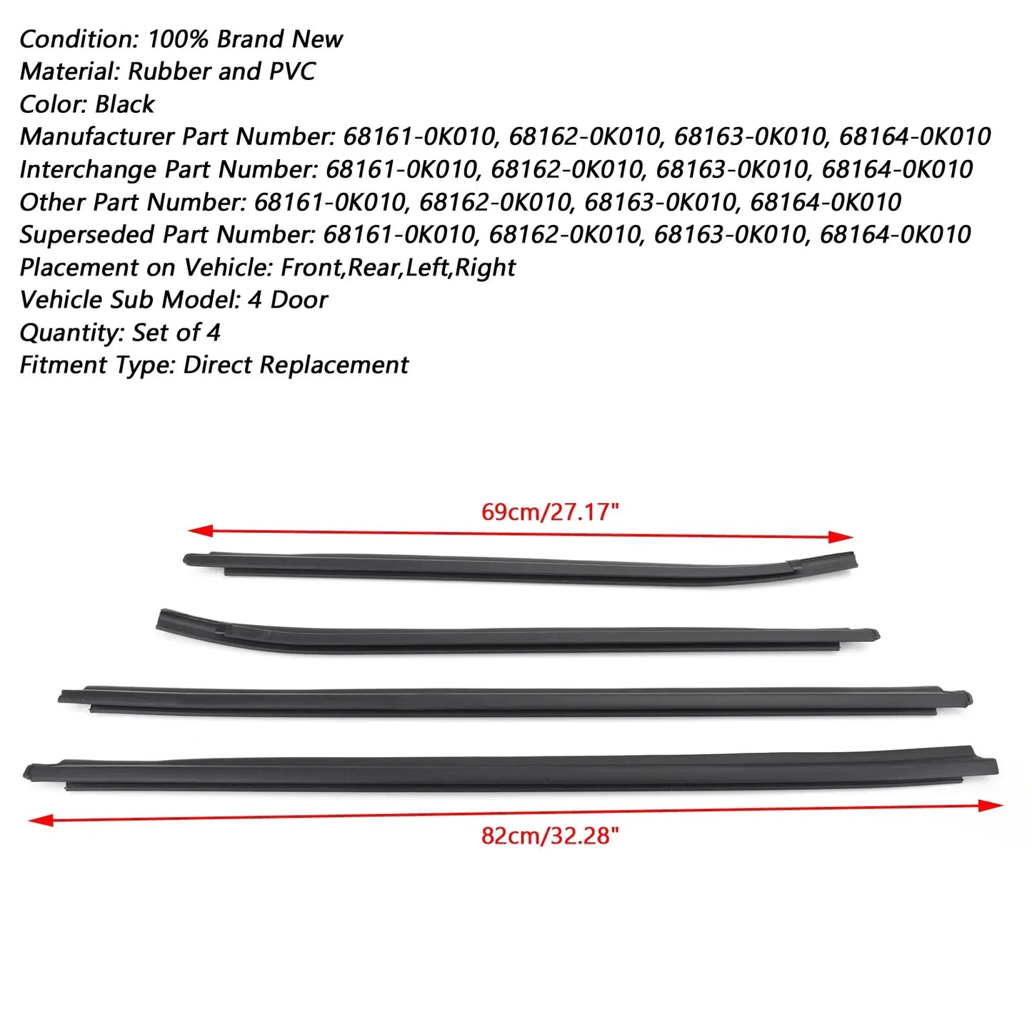 Weatherstrip 4 Door Rubber Seal for Toyota Hilux Tuck's Performance