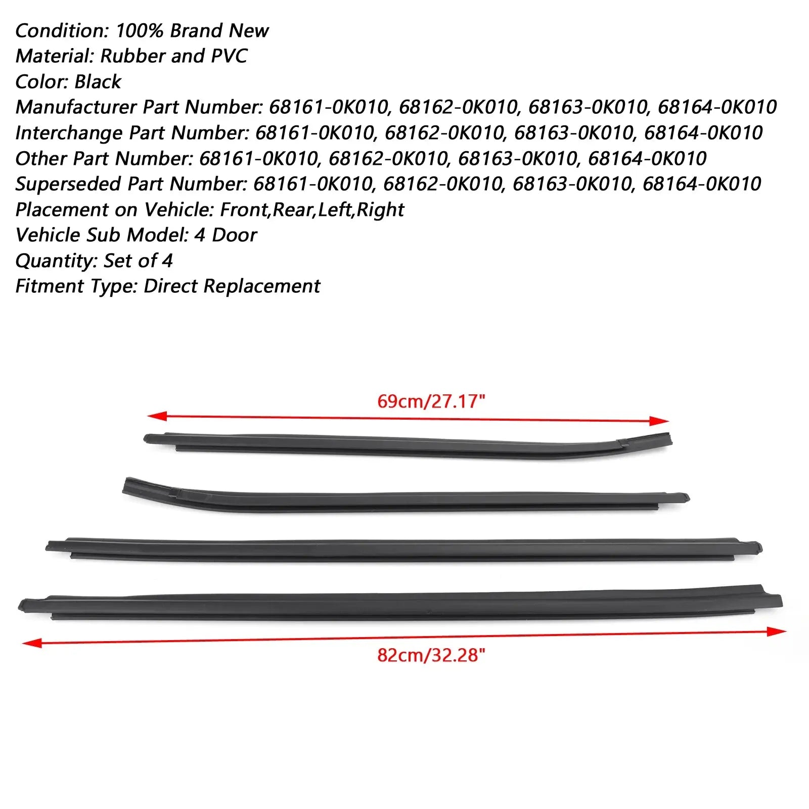 Weatherstrip 4 Door Rubber Seal for Toyota Hilux Tuck's Performance