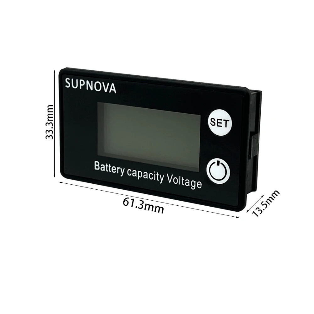 Capacity percentage and voltage shown on the display