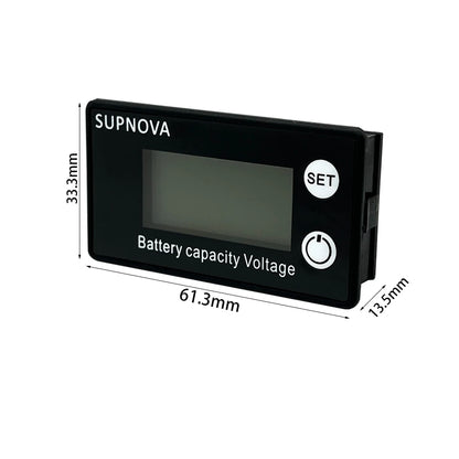 Capacity percentage and voltage shown on the display