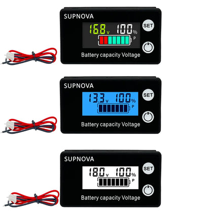 Battery capacity voltmeter 8V to 100V for lithium and lead acid