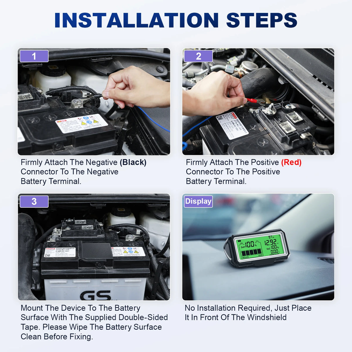 BM200 PRO connected to a battery terminal
