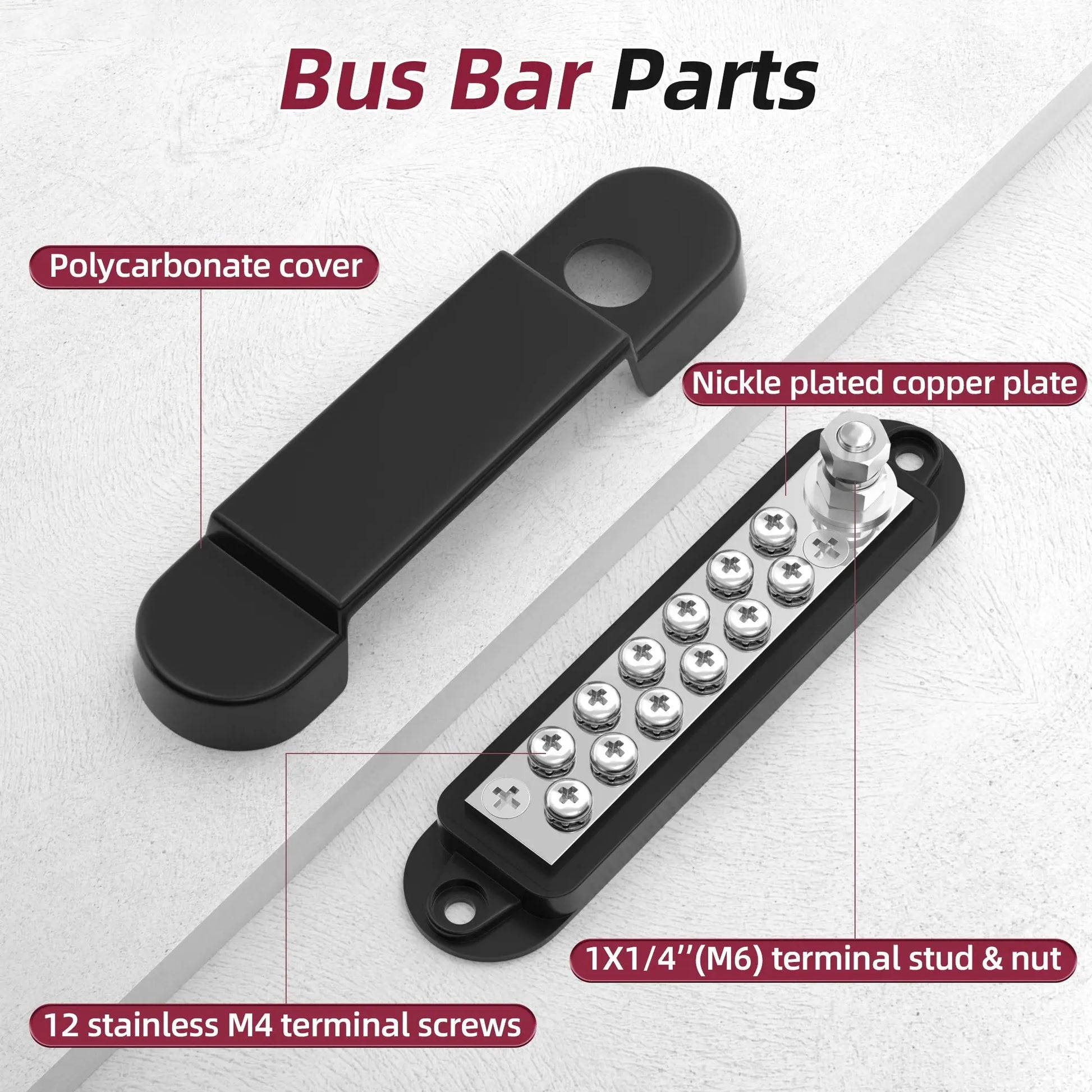 Dual positive and ground stud layout on the bus bar