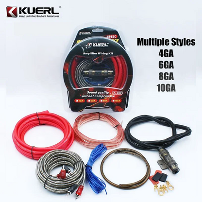 Car amplifier wiring kit with 60A fuse, 4GA to 10GA