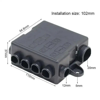 Bus bar and fuse positions inside the distribution box