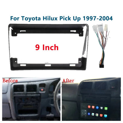 9 inch stereo fascia kit with harness for 1997-2004 Hilux, before and after dash fit