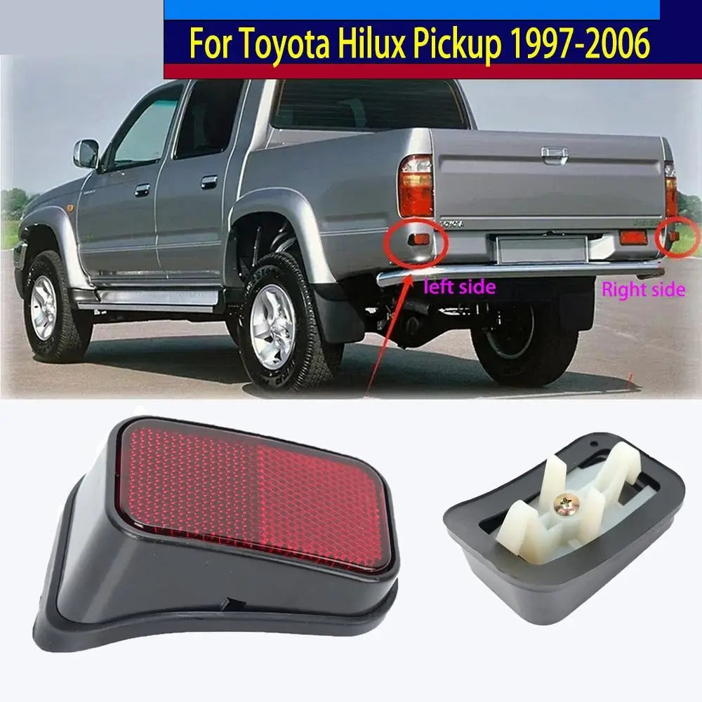 Aftermarket red rear bumper reflector and mounting clip to suit 1997-2005 Hilux ute