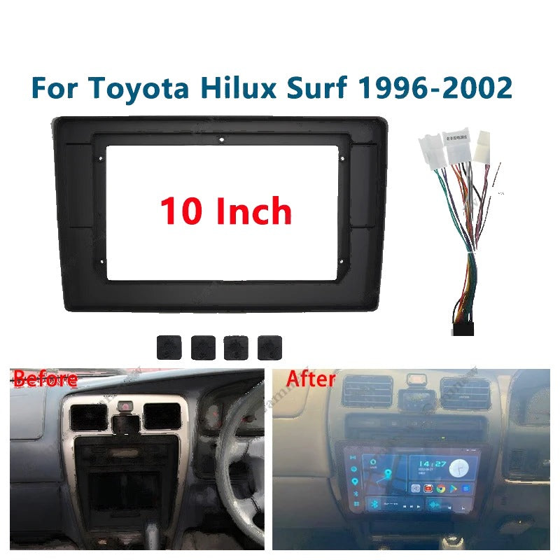 10 inch stereo fascia kit with harness for 1996-2002 Hilux Surf, before and after dash fit