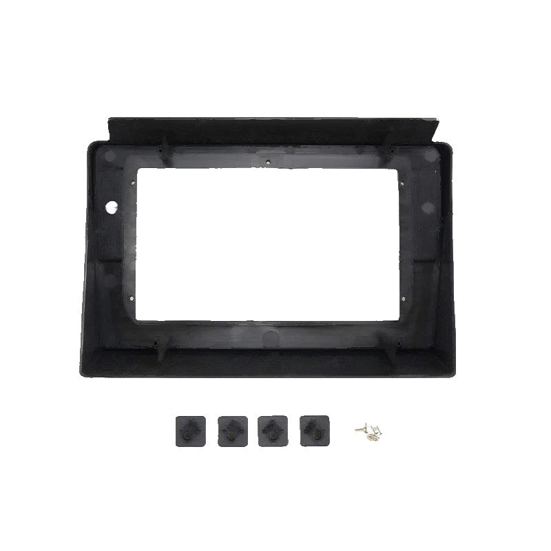 Side angle of 10 inch Hilux Surf stereo fascia with mounting clips and screws
