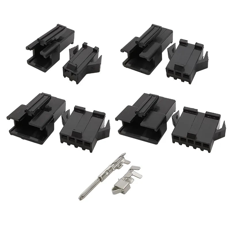 JST and Dupont housings with crimp pins in the case