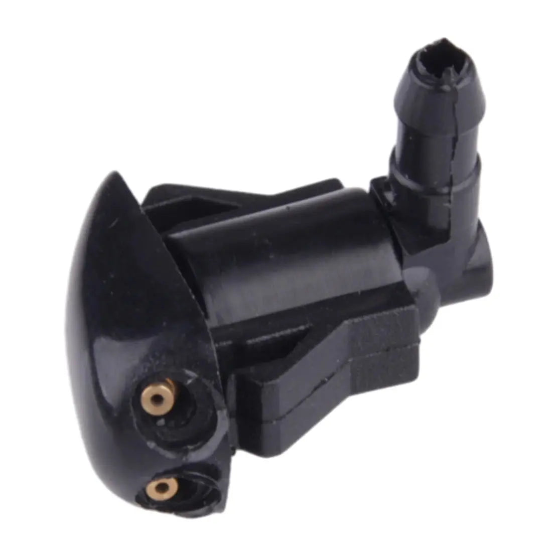 Underside of the washer nozzle showing hose barb